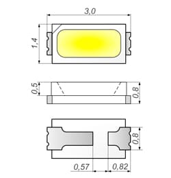 Параметры и технические характеристики светодиодов типоразмера SMD 3014