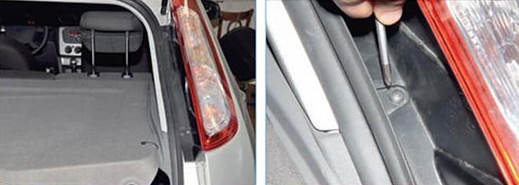 Замена ламп в задних фонарях Ford Focus I
