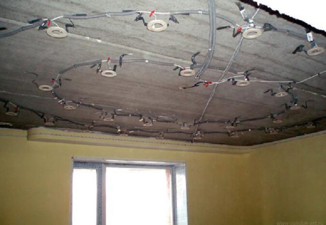 Как провести проводку под натяжным или за подвесным потолком